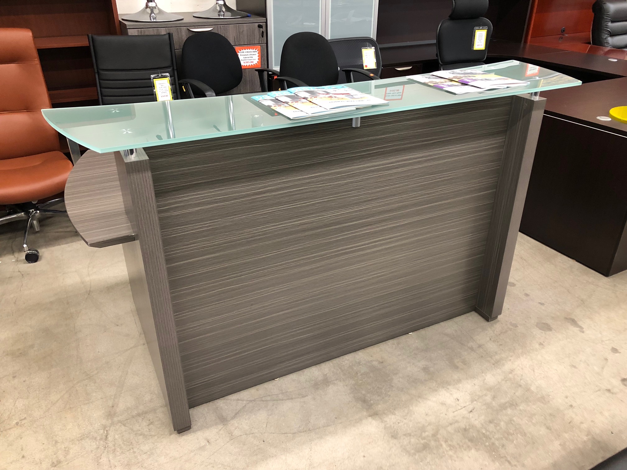 Sterling Collection Reception Desk with Frosted Glass Transaction Counter